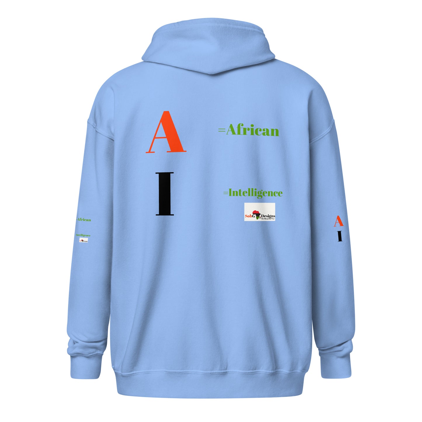 AI = African Intelligence Unisex Heavy Blend Zip Hoodie by SobG Designs