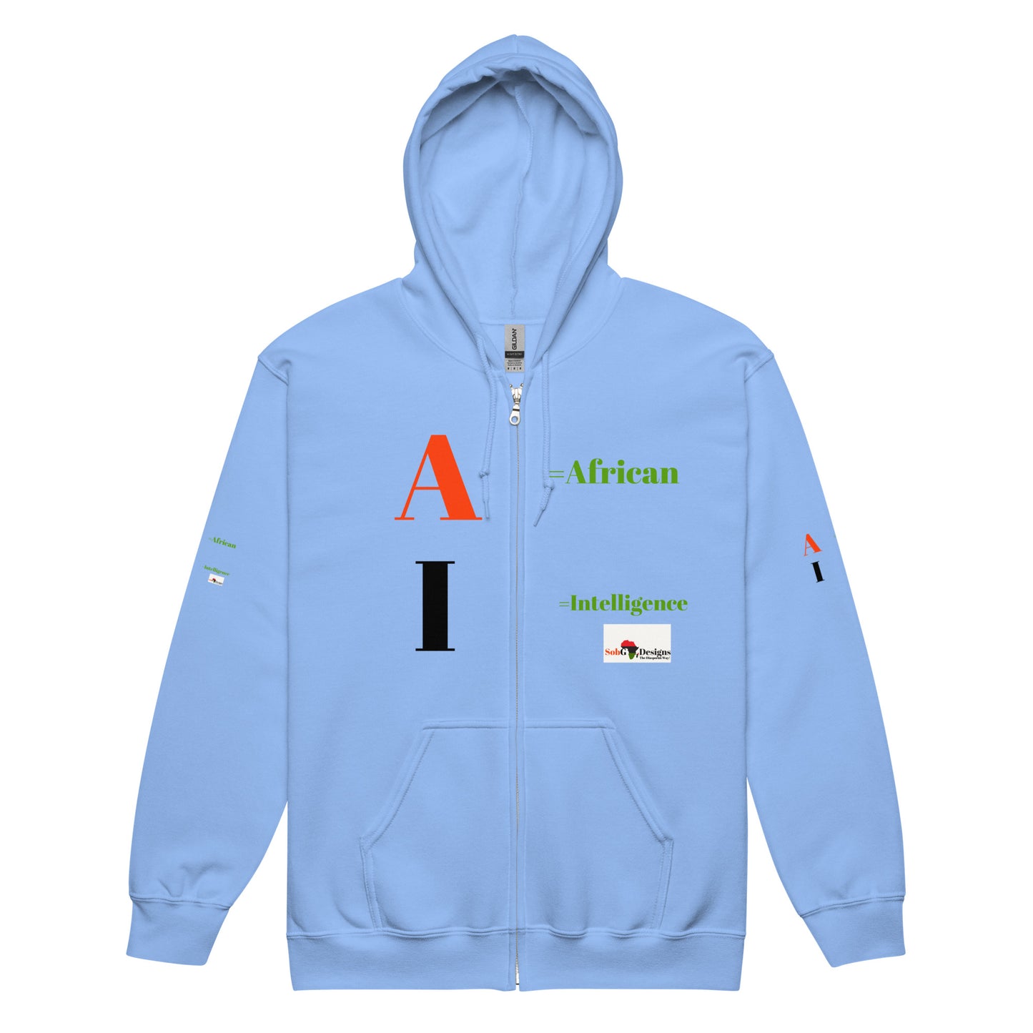 AI = African Intelligence Unisex Heavy Blend Zip Hoodie by SobG Designs