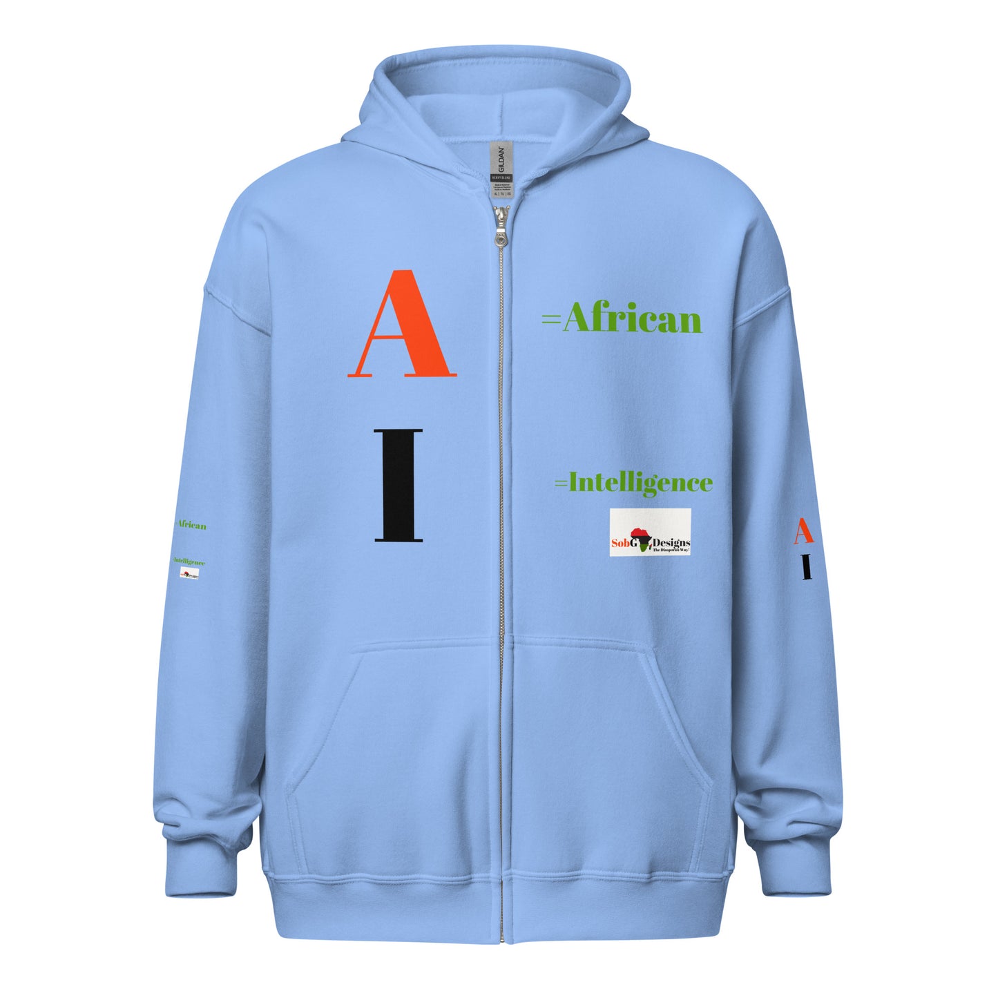 AI = African Intelligence Unisex Heavy Blend Zip Hoodie by SobG Designs