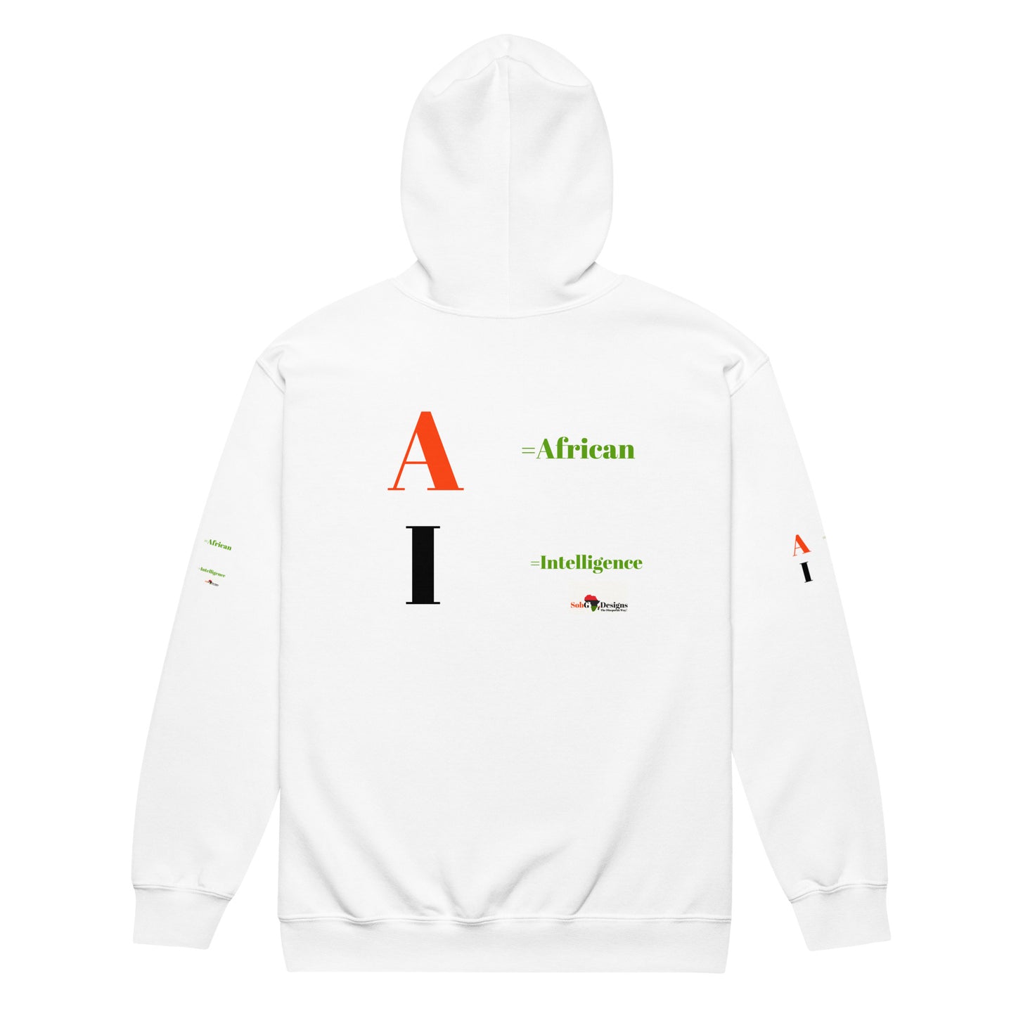 AI = African Intelligence Unisex Heavy Blend Zip Hoodie by SobG Designs