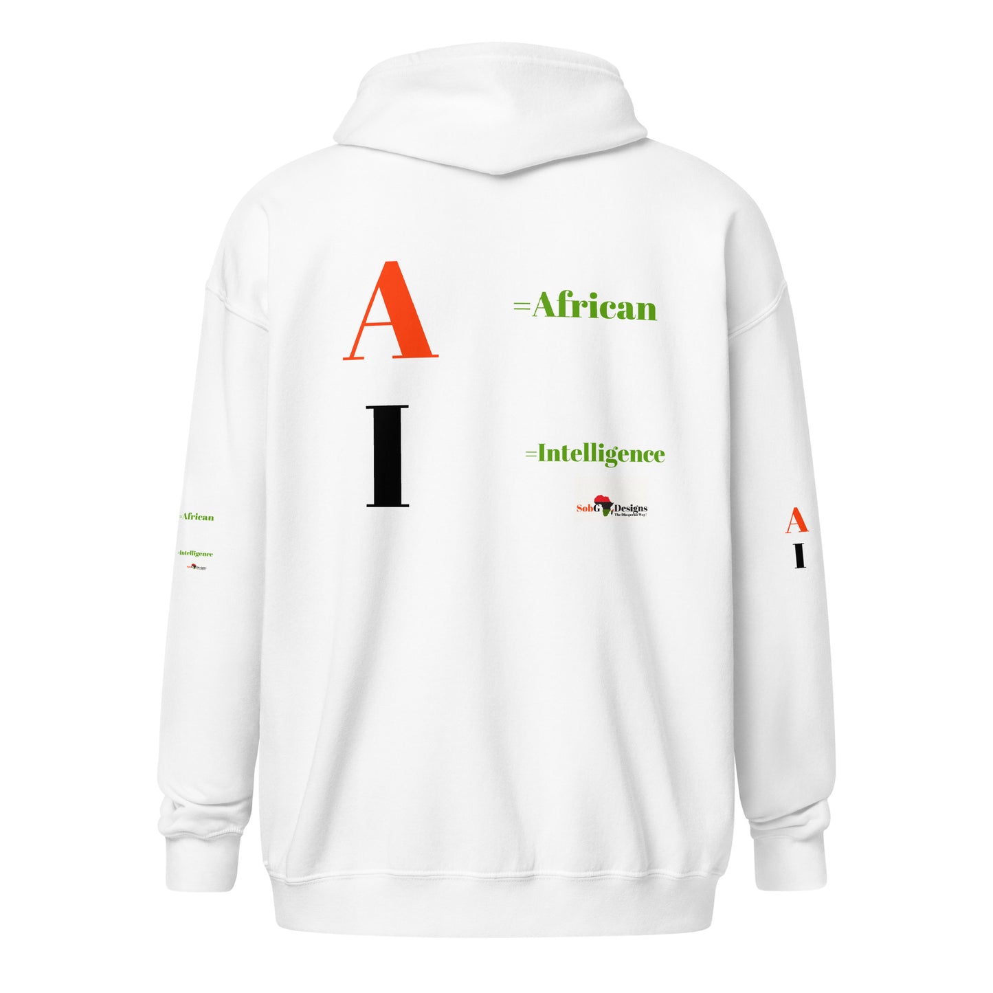 AI = African Intelligence Unisex Heavy Blend Zip Hoodie by SobG Designs