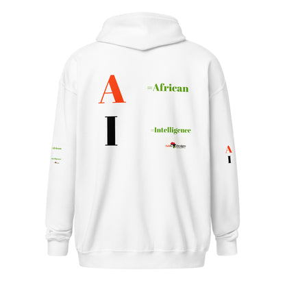 AI = African Intelligence Unisex Heavy Blend Zip Hoodie by SobG Designs