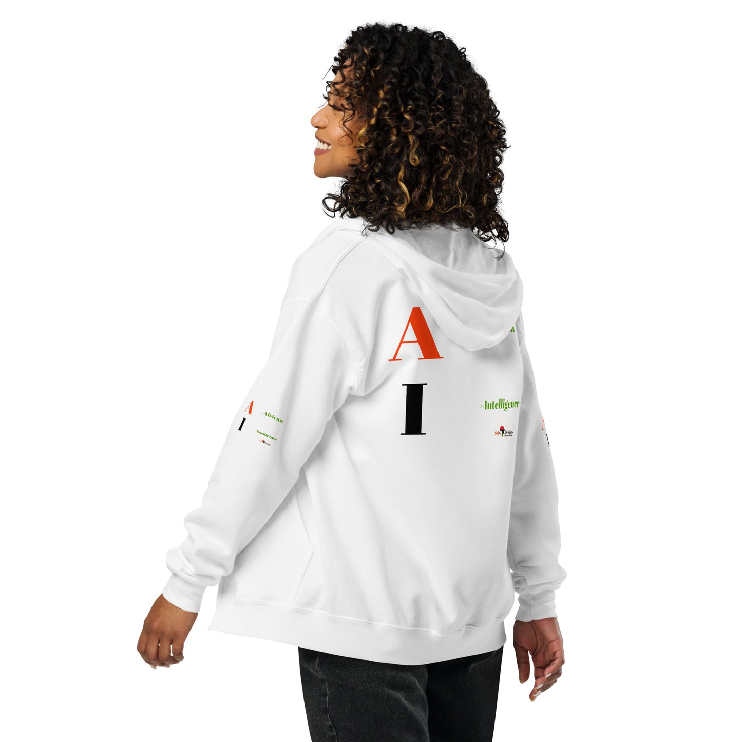 AI = African Intelligence Unisex Heavy Blend Zip Hoodie by SobG Designs