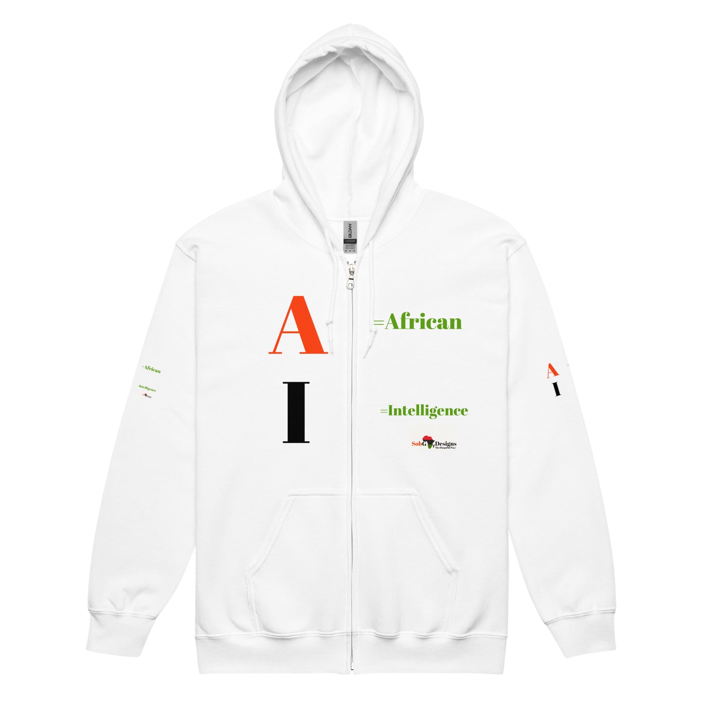 AI = African Intelligence Unisex Heavy Blend Zip Hoodie by SobG Designs