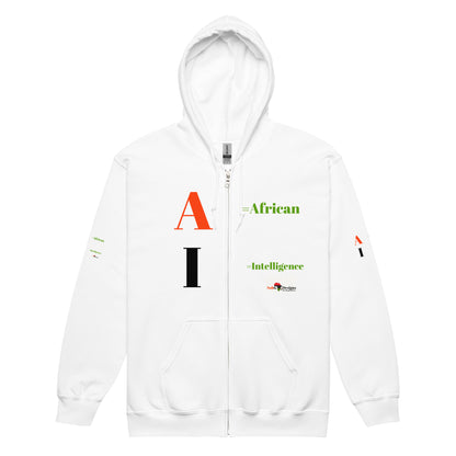 AI = African Intelligence Unisex Heavy Blend Zip Hoodie by SobG Designs