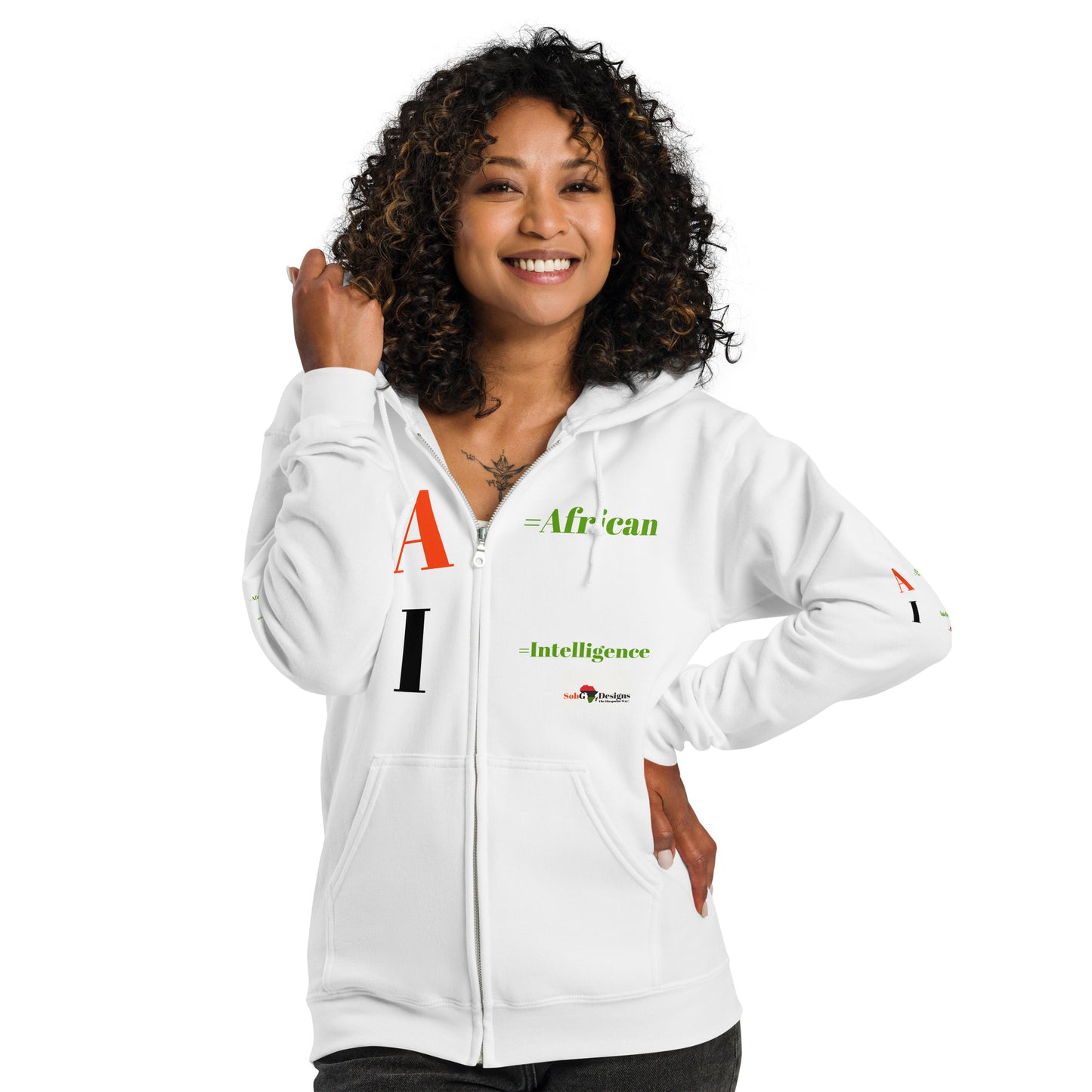 AI = African Intelligence Unisex Heavy Blend Zip Hoodie by SobG Designs