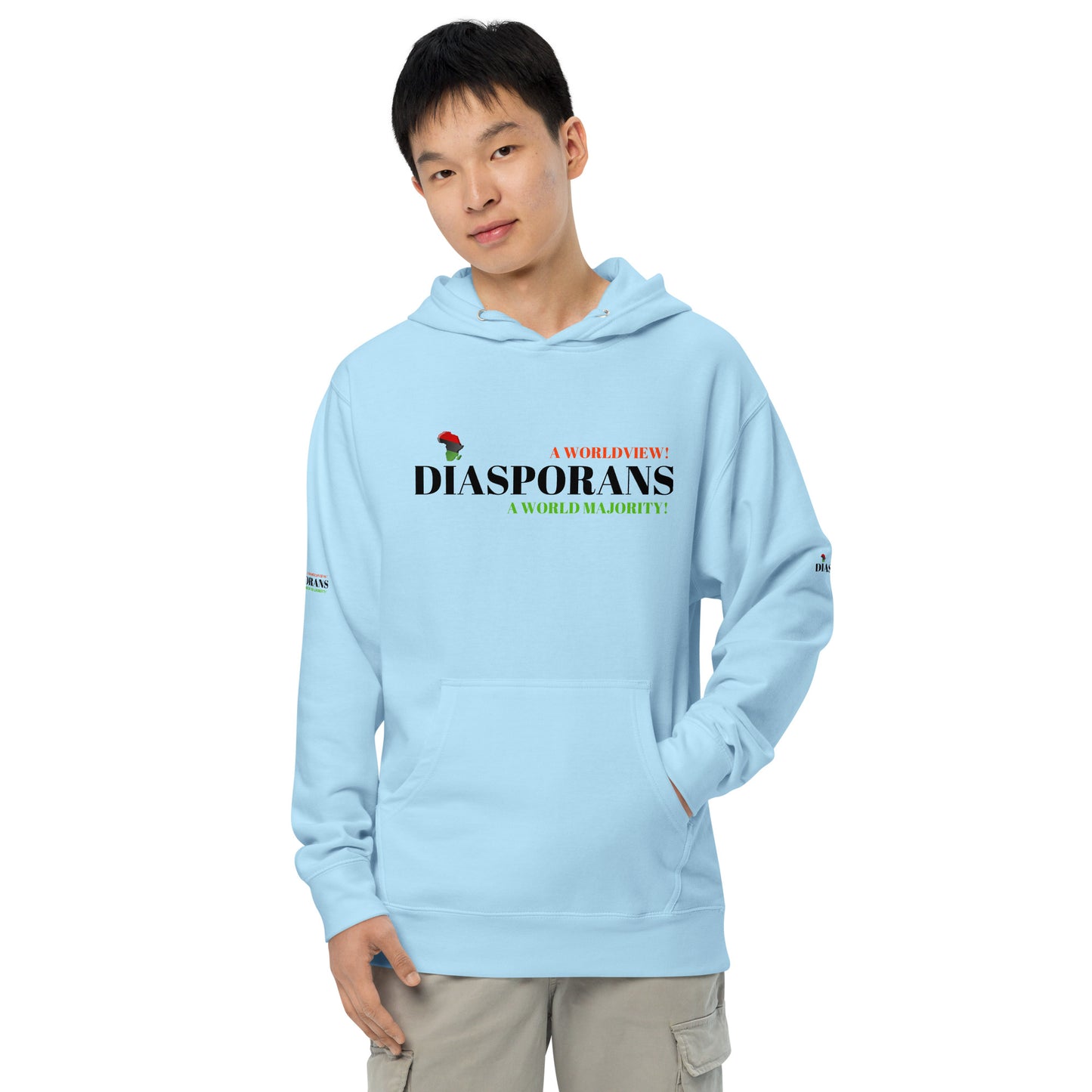 DIASPORANS  A WORLDVIEW A WORLD MAJORITY Unisex Midweight Hoodie by SobG Designs