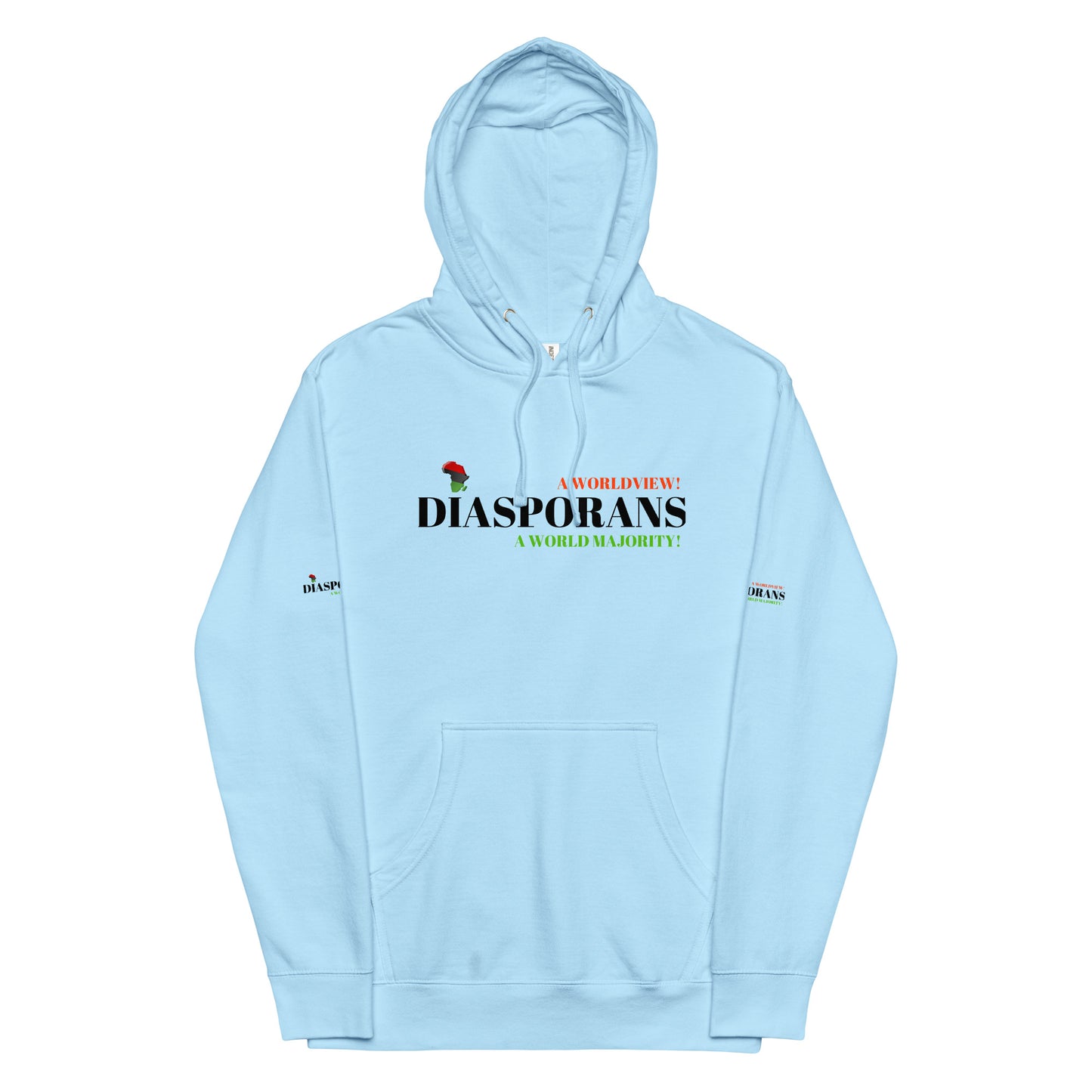 DIASPORANS  A WORLDVIEW A WORLD MAJORITY Unisex Midweight Hoodie by SobG Designs