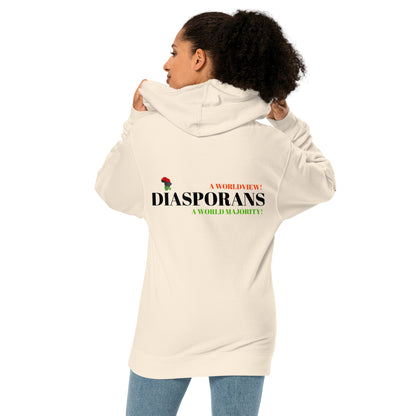 DIASPORANS  A WORLDVIEW A WORLD MAJORITY Unisex Midweight Hoodie by SobG Designs