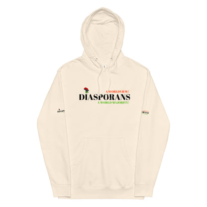 DIASPORANS  A WORLDVIEW A WORLD MAJORITY Unisex Midweight Hoodie by SobG Designs
