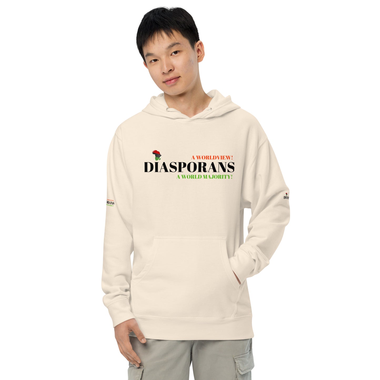 DIASPORANS  A WORLDVIEW A WORLD MAJORITY Unisex Midweight Hoodie by SobG Designs