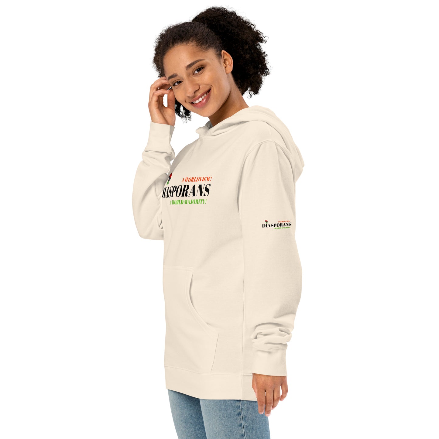 DIASPORANS  A WORLDVIEW A WORLD MAJORITY Unisex Midweight Hoodie by SobG Designs