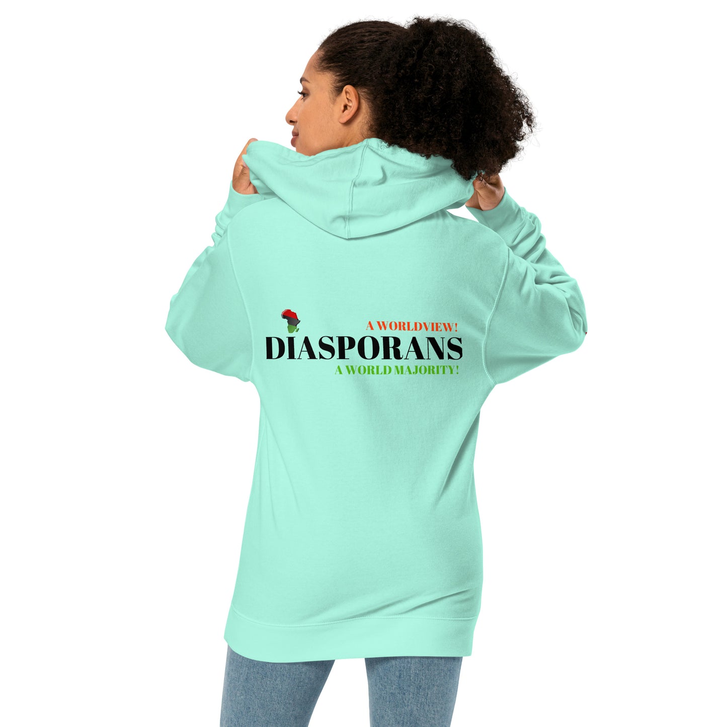 DIASPORANS  A WORLDVIEW A WORLD MAJORITY Unisex Midweight Hoodie by SobG Designs