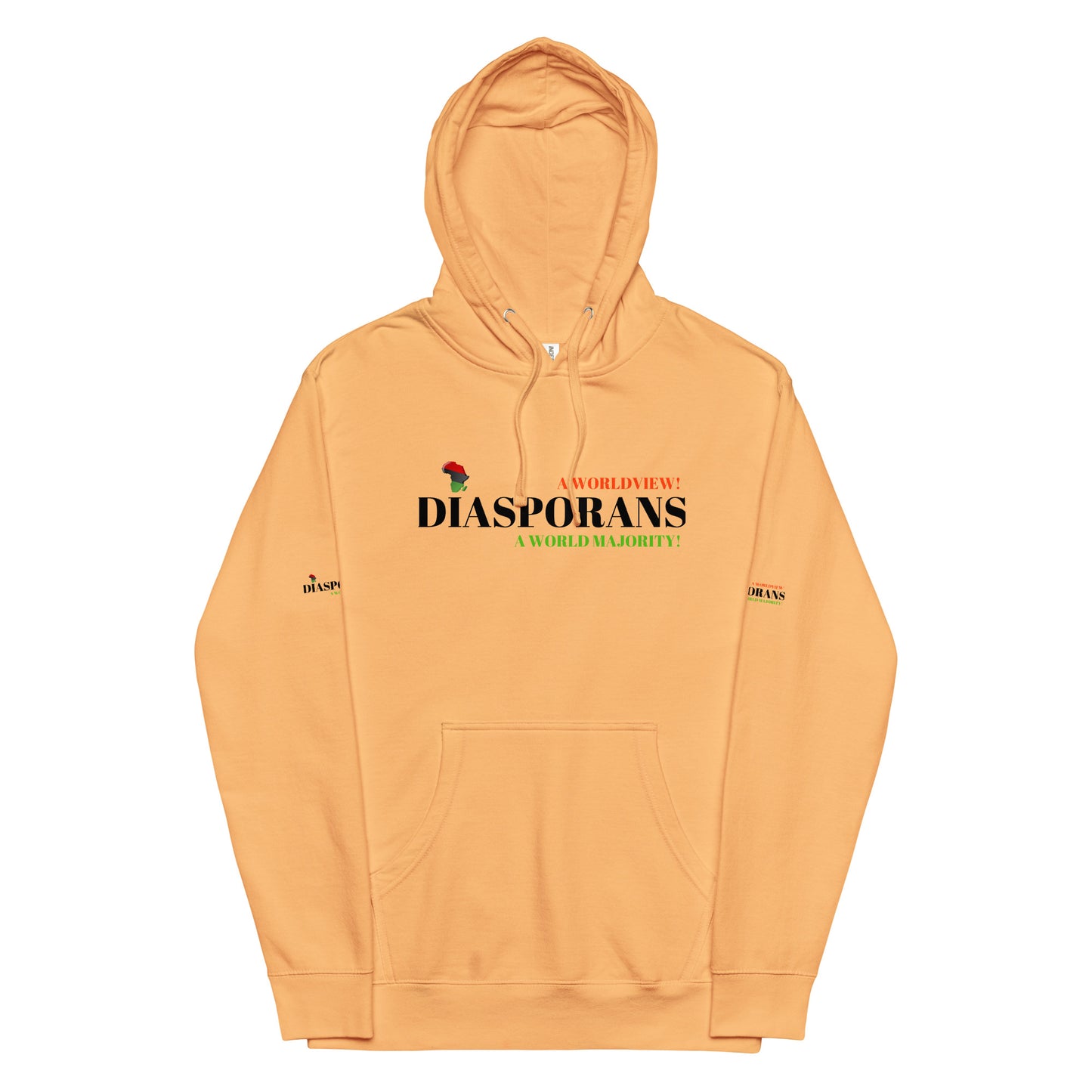 DIASPORANS  A WORLDVIEW A WORLD MAJORITY Unisex Midweight Hoodie by SobG Designs