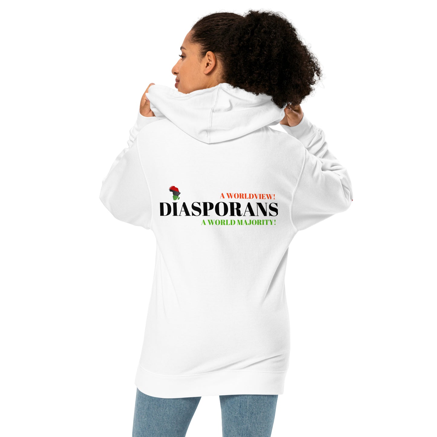 DIASPORANS  A WORLDVIEW A WORLD MAJORITY Unisex Midweight Hoodie by SobG Designs