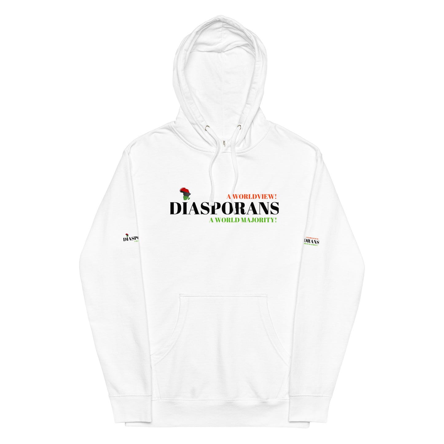 DIASPORANS  A WORLDVIEW A WORLD MAJORITY Unisex Midweight Hoodie by SobG Designs