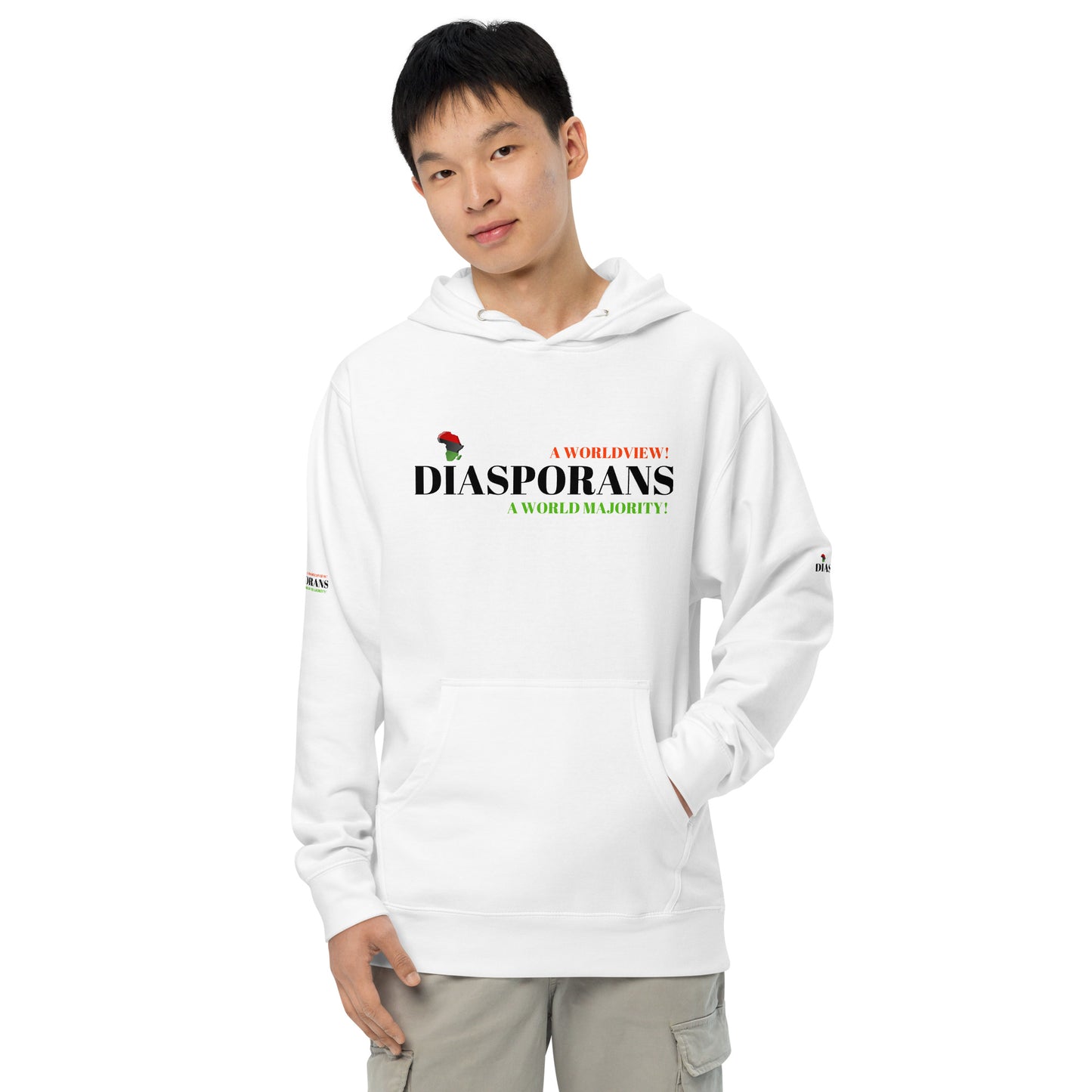 DIASPORANS  A WORLDVIEW A WORLD MAJORITY Unisex Midweight Hoodie by SobG Designs