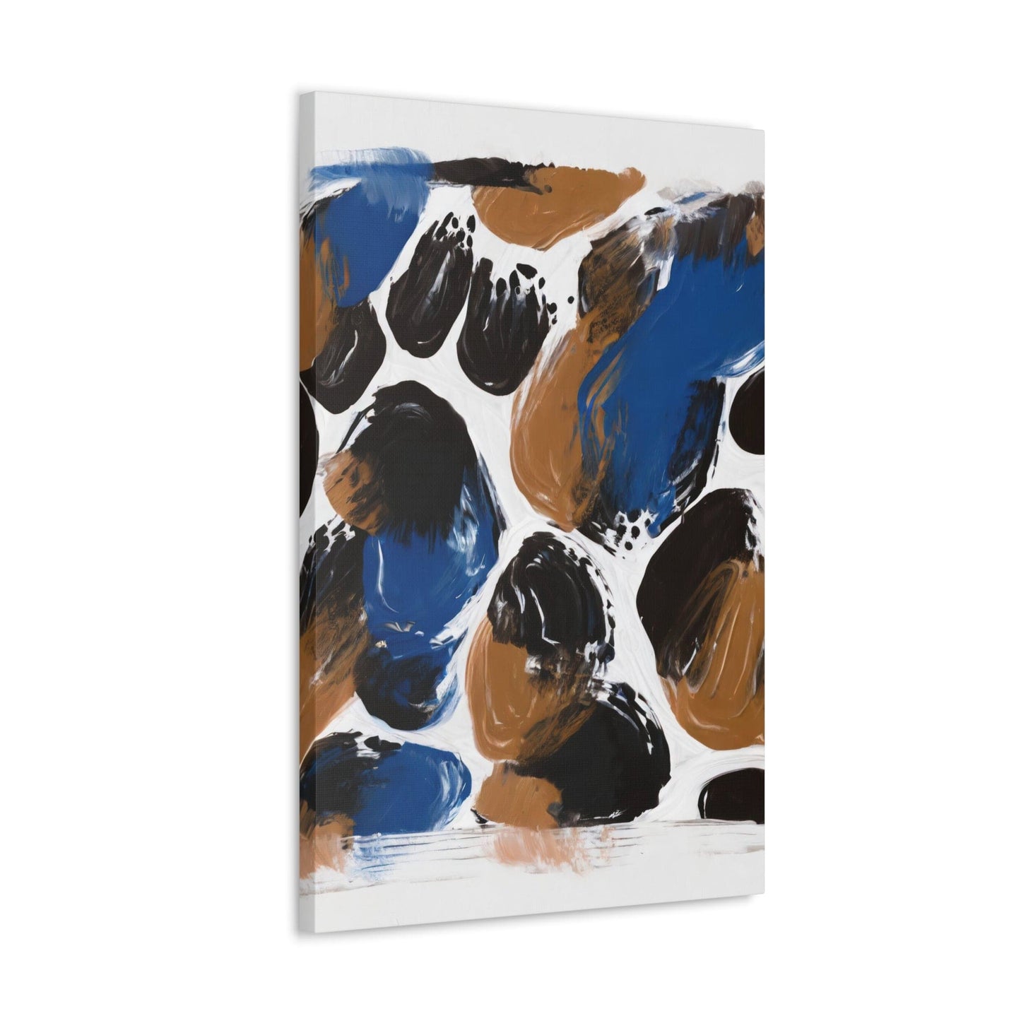 Wall Art Decor - Canvas Print Artwork - Dark Blue and Brown Spotted Abstract Illustration-2