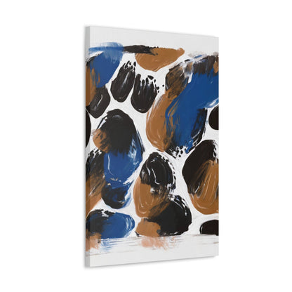 Wall Art Decor - Canvas Print Artwork - Dark Blue and Brown Spotted Abstract Illustration-2