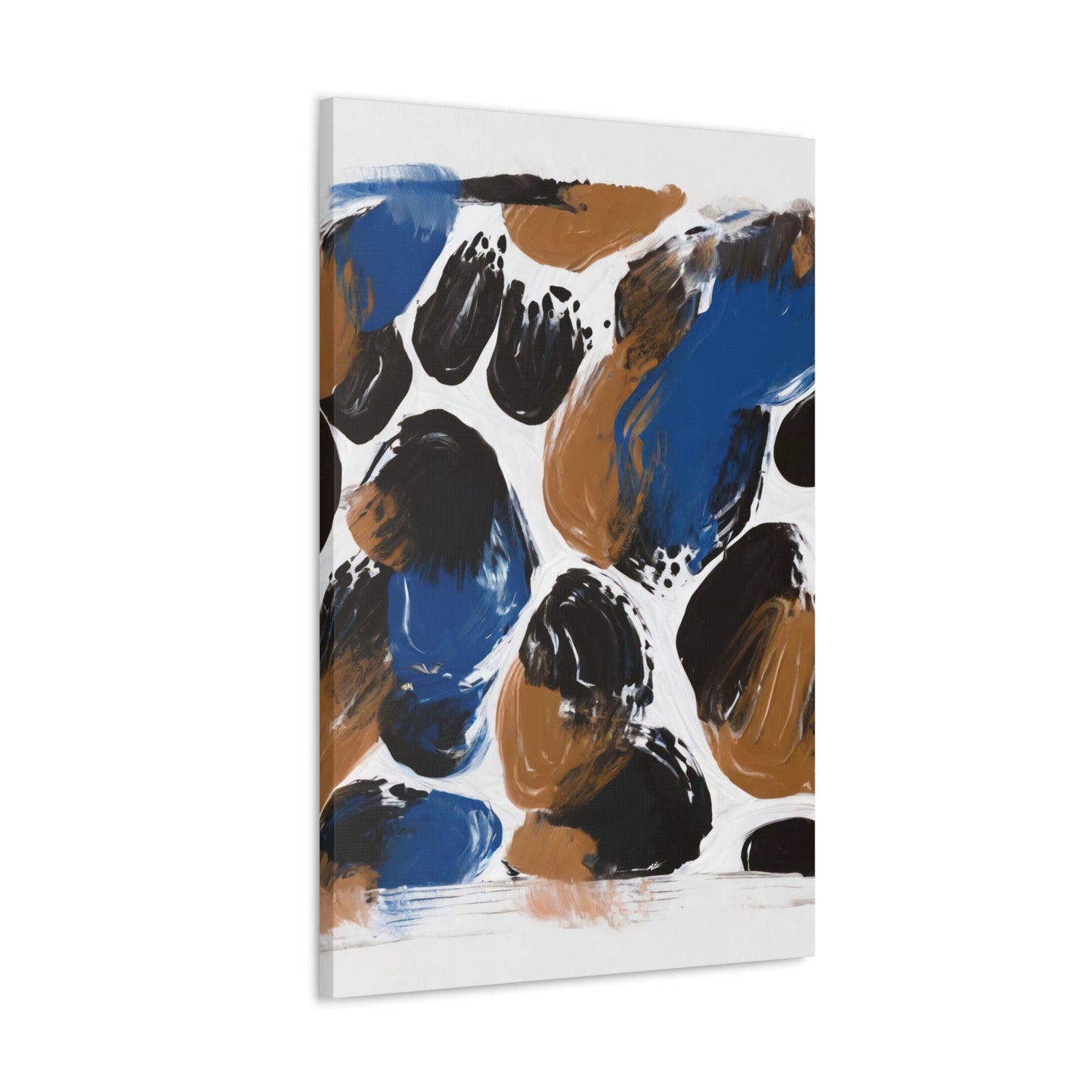 Wall Art Decor - Canvas Print Artwork - Dark Blue and Brown Spotted Abstract Illustration-3