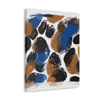 Wall Art Decor - Canvas Print Artwork - Dark Blue and Brown Spotted Abstract Illustration-0