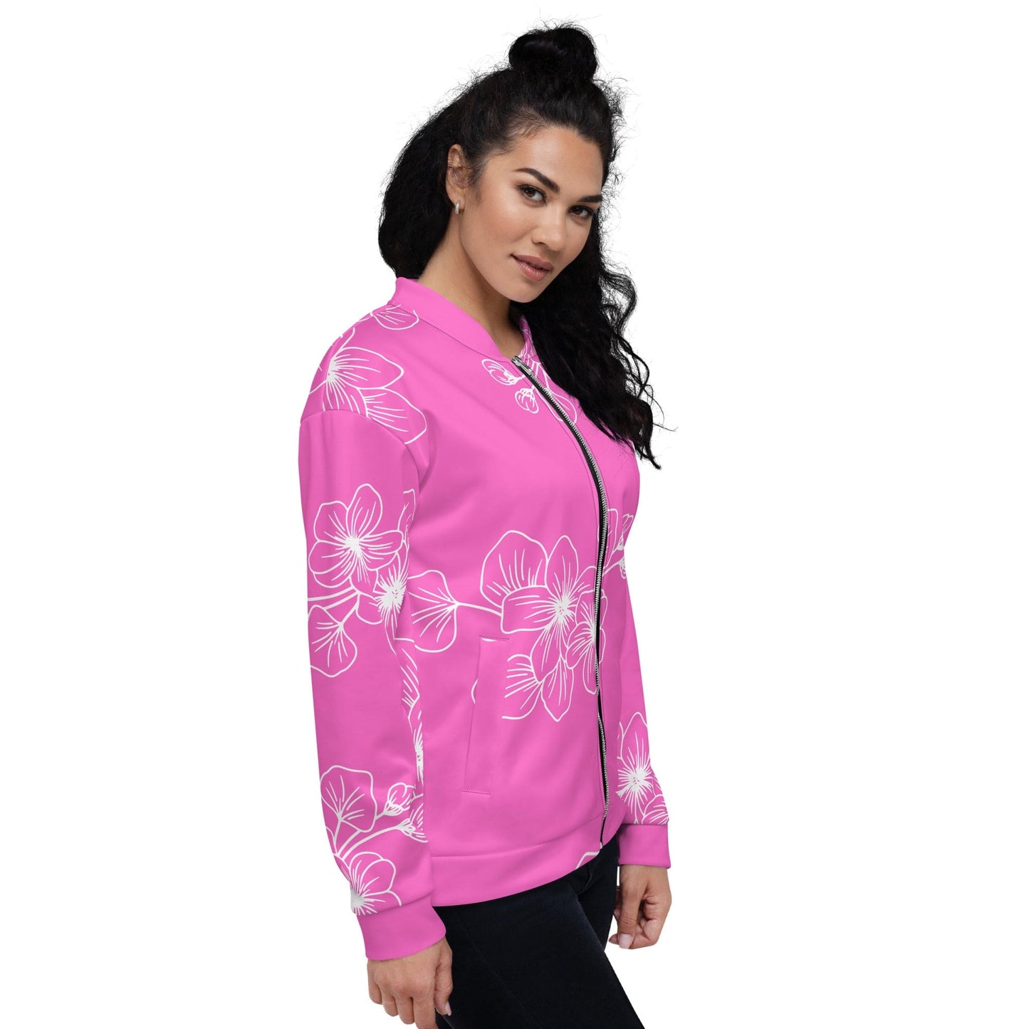 Womens Bomber Jacket - Pink Floral 7022623-2