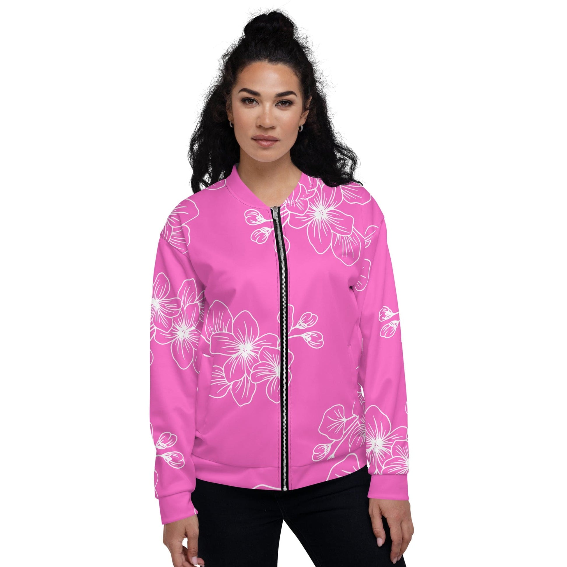 Womens Bomber Jacket - Pink Floral 7022623-0