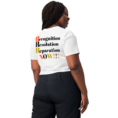 Recognition Resolution Reparation NOW!!! Women’s Crop Top by SobG Designs