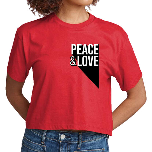 Womens Cropped Graphic T-shirt - Peace and Love Print-1
