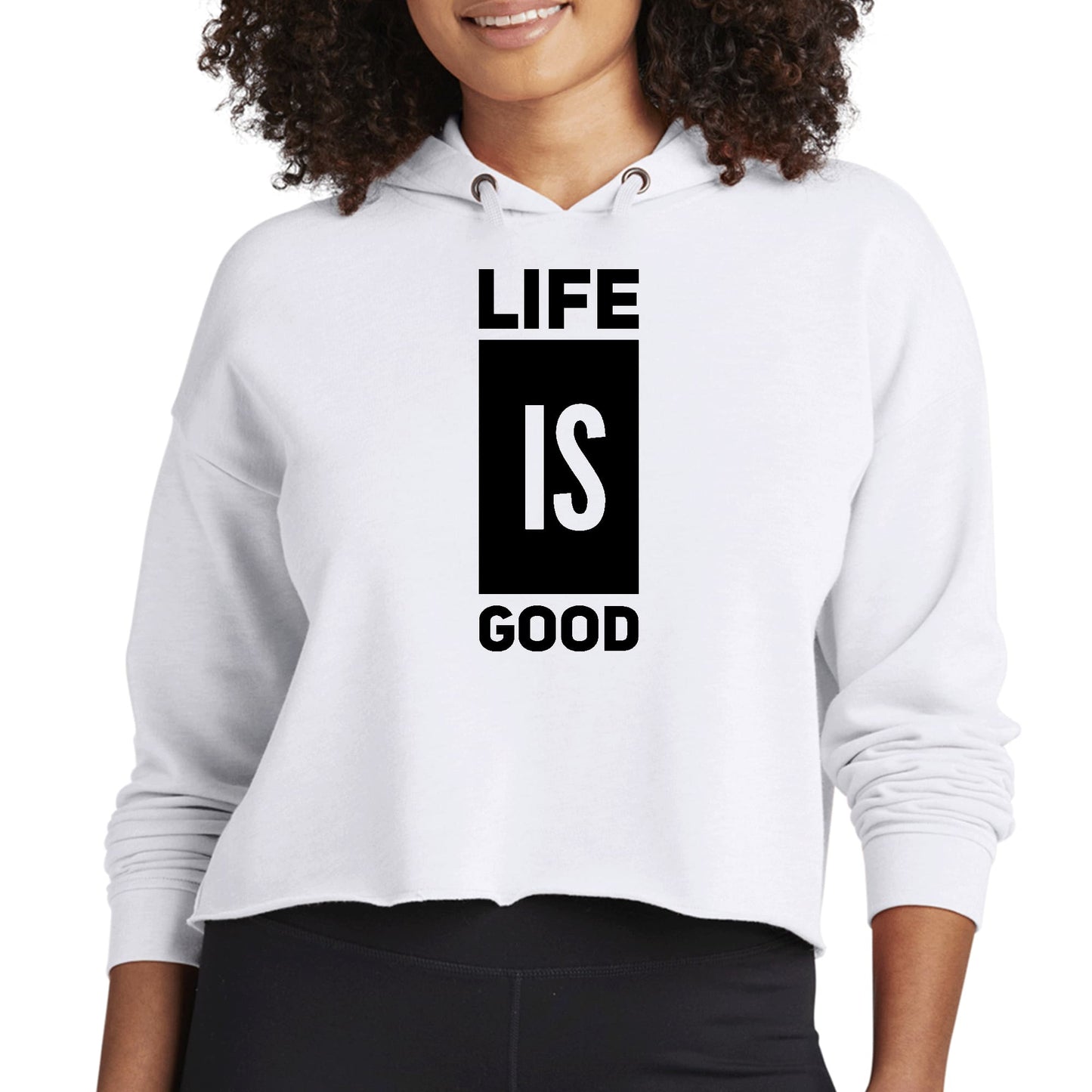 Womens Cropped Hoodie Life is Good-0