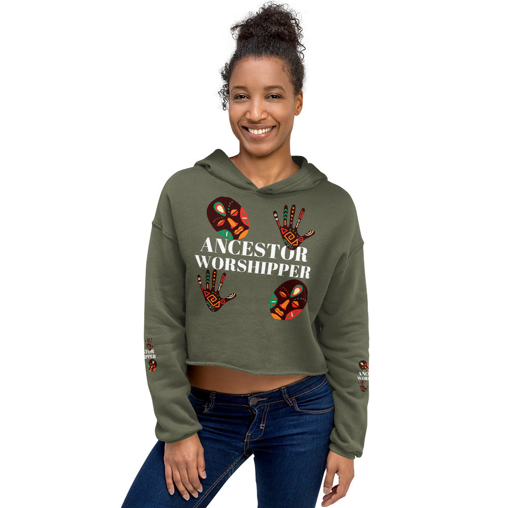 ANCESTOR WORSHIPPER Crop Hoodie by SobG Designs