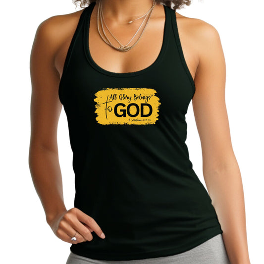 Womens Fitness Tank Top Graphic T-shirt - All Glory Belongs to God-0