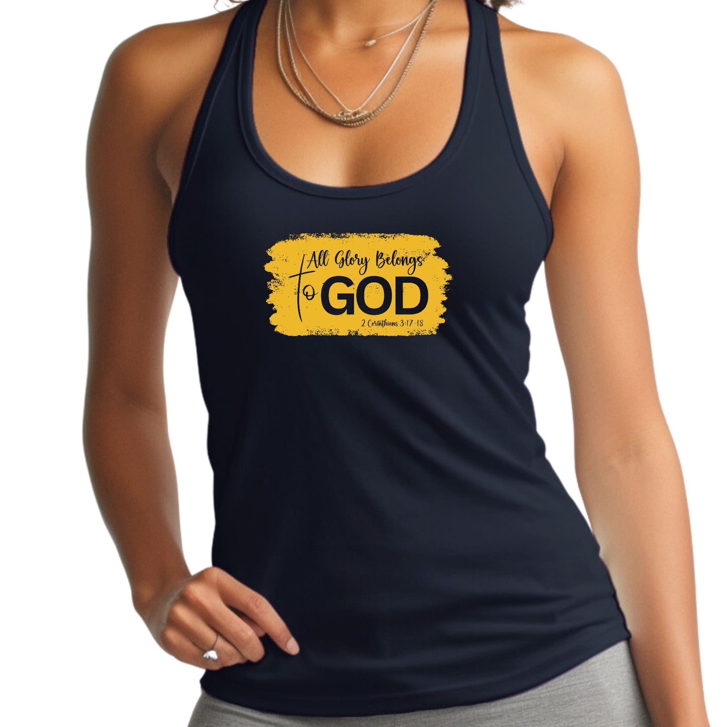 Womens Fitness Tank Top Graphic T-shirt - All Glory Belongs to God-2