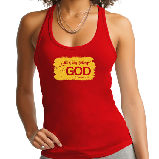 Womens Fitness Tank Top Graphic T-shirt - All Glory Belongs to God-1