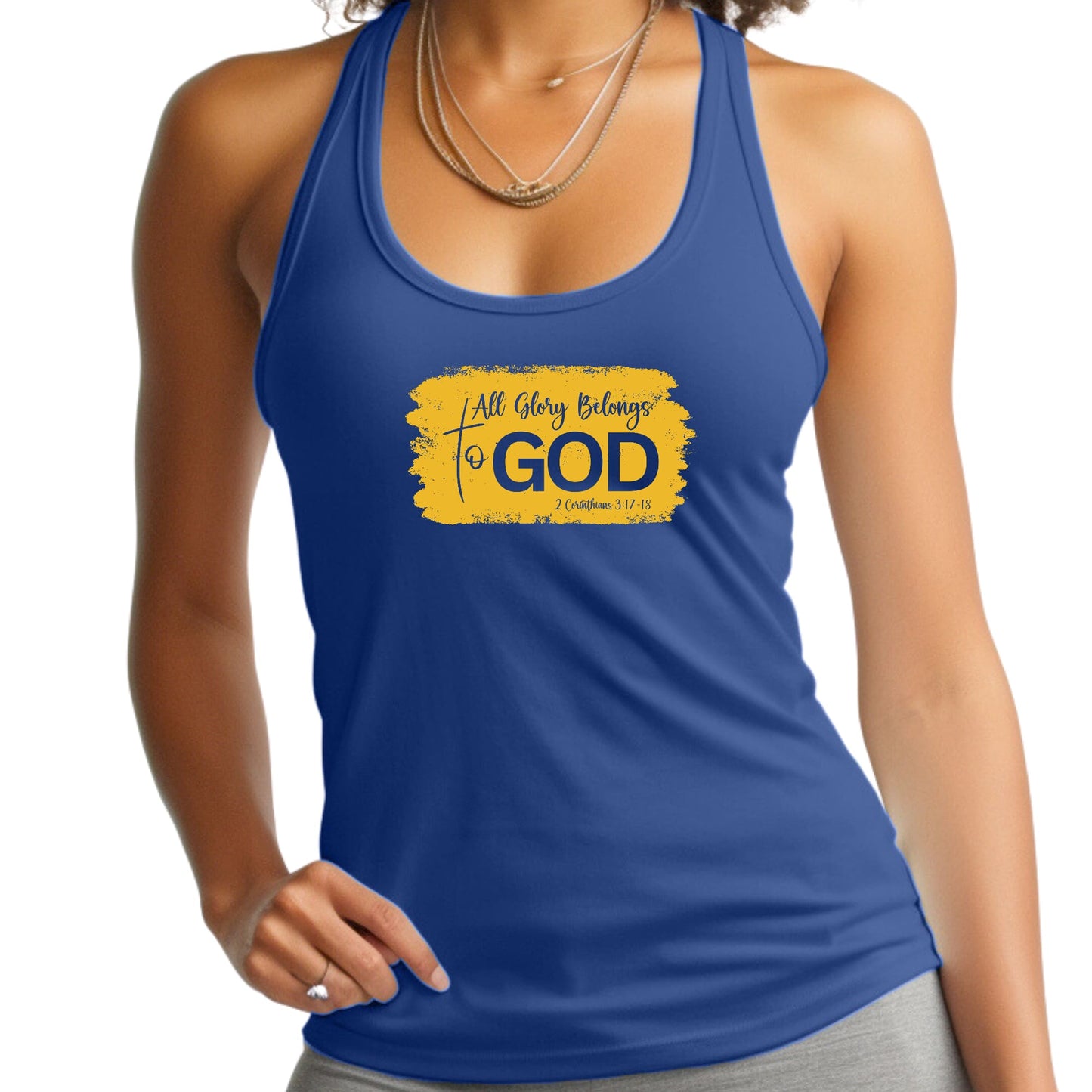 Womens Fitness Tank Top Graphic T-shirt - All Glory Belongs to God-3