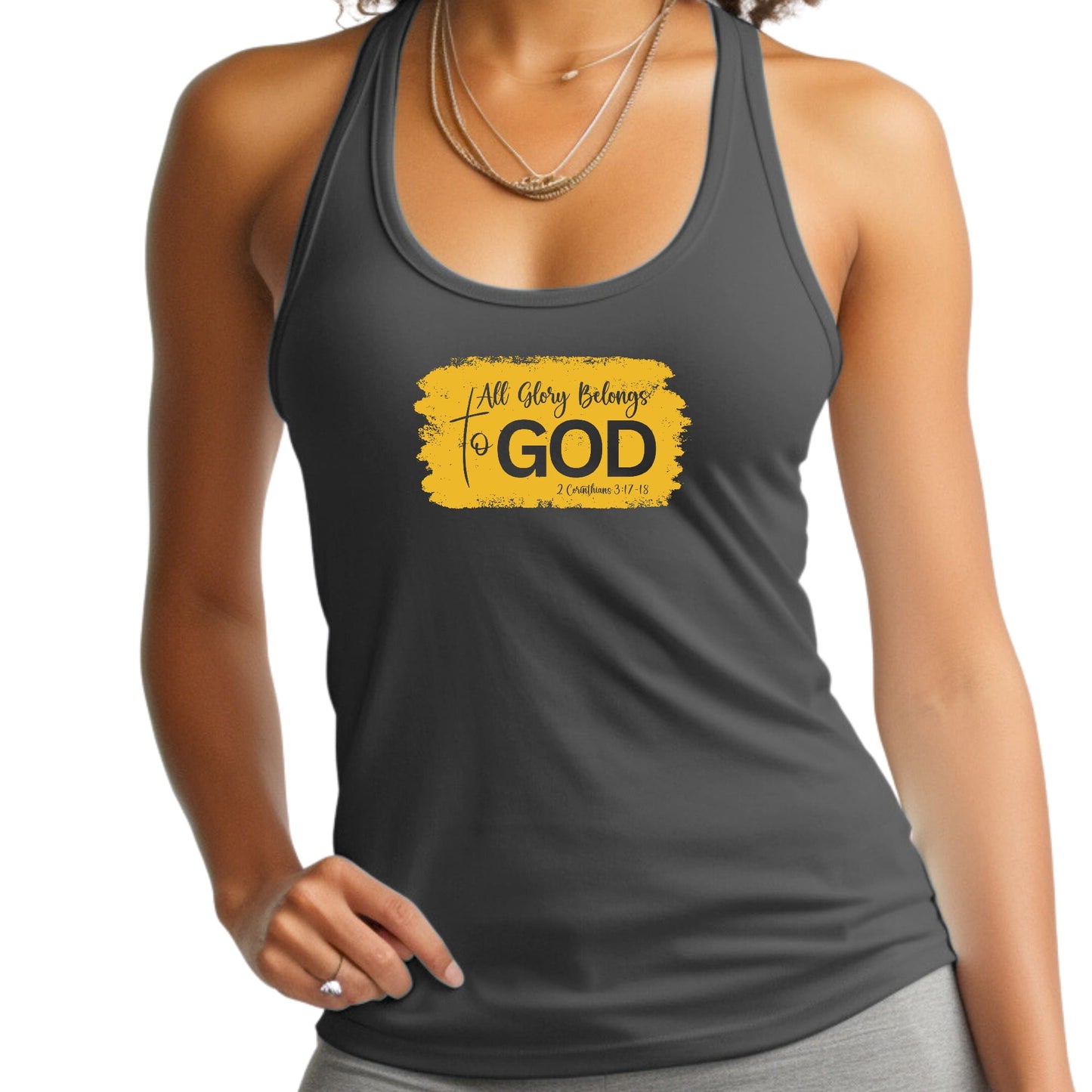 Womens Fitness Tank Top Graphic T-shirt - All Glory Belongs to God-4