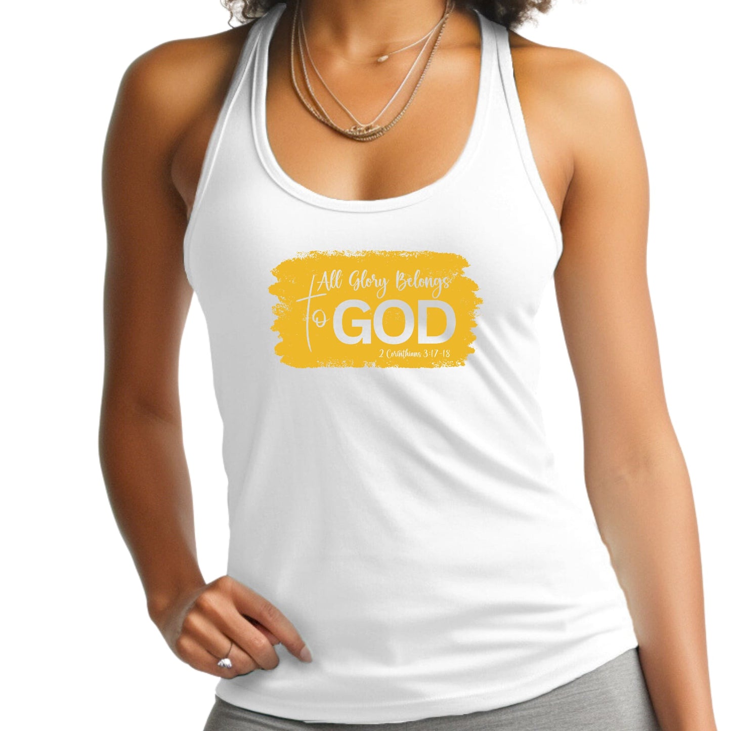 Womens Fitness Tank Top Graphic T-shirt - All Glory Belongs to God-7