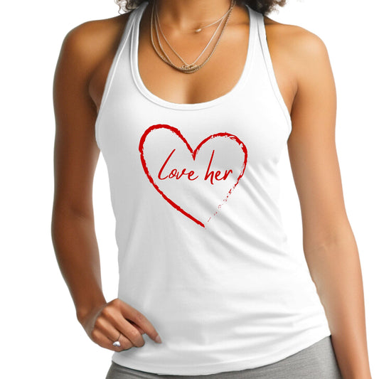 Womens Fitness Tank Top Graphic T-shirt - Say it Soul Love Her - Red-0