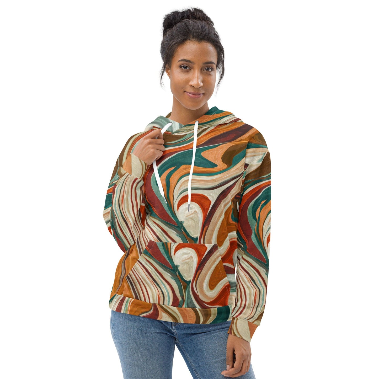 Womens Graphic Hoodie Boho Brown Marble Print-0