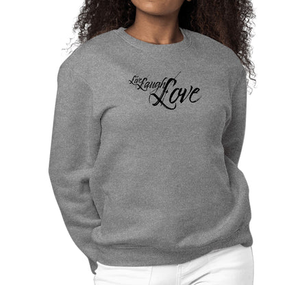 Womens Graphic Sweatshirt Live Laugh Love Black Illustration-7