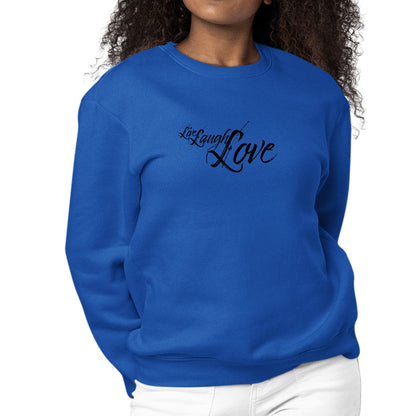 Womens Graphic Sweatshirt Live Laugh Love Black Illustration-2