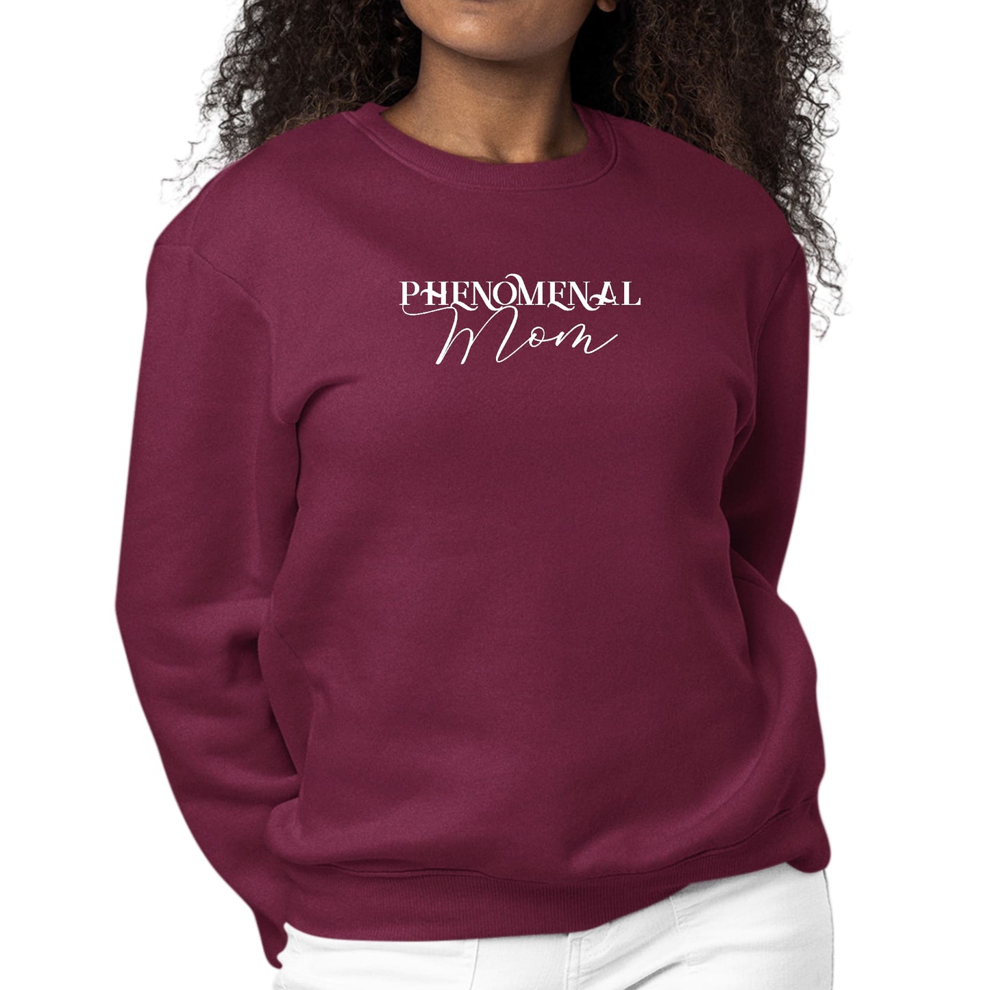 Womens Graphic Sweatshirt Phenomenal Mom White Print-5