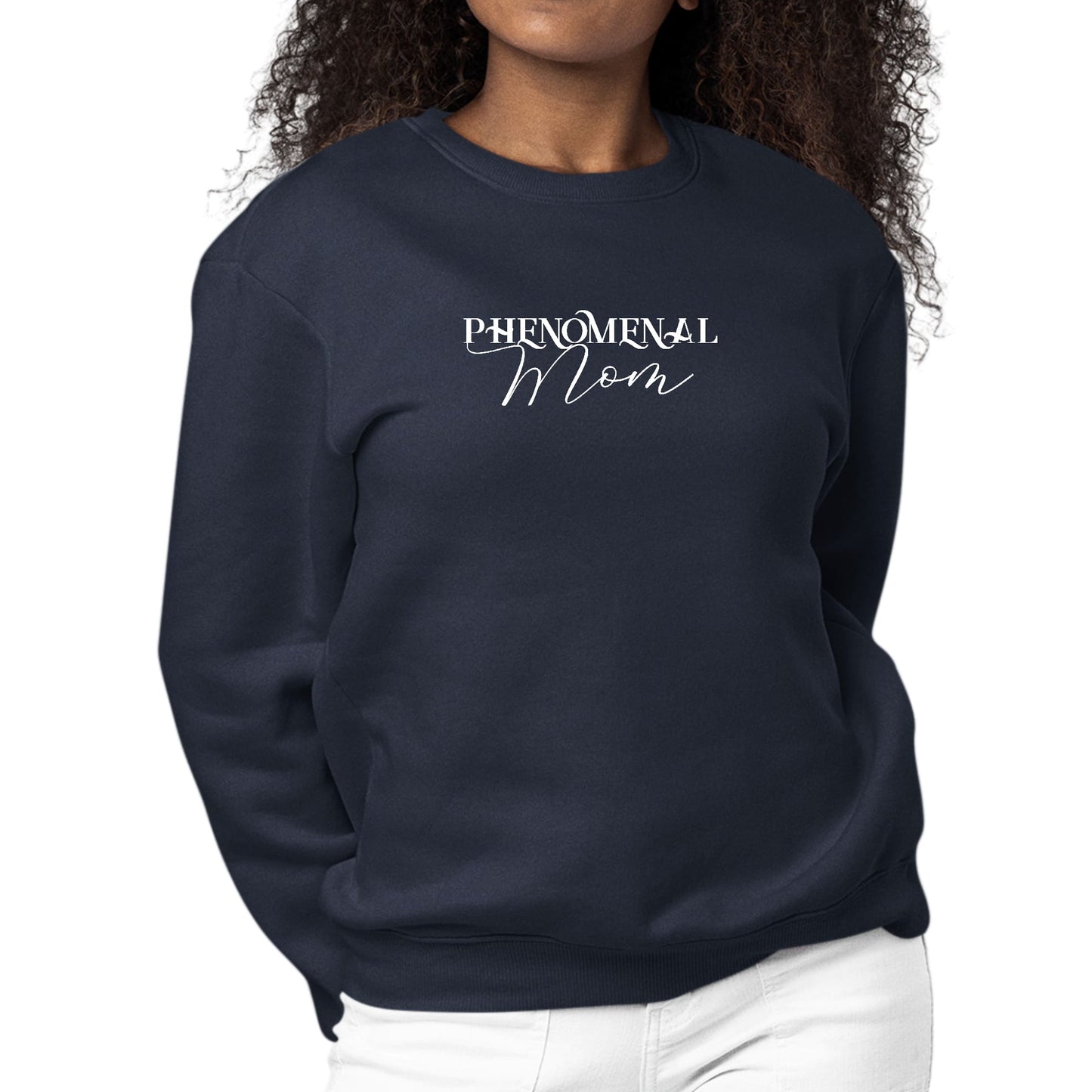 Womens Graphic Sweatshirt Phenomenal Mom White Print-2