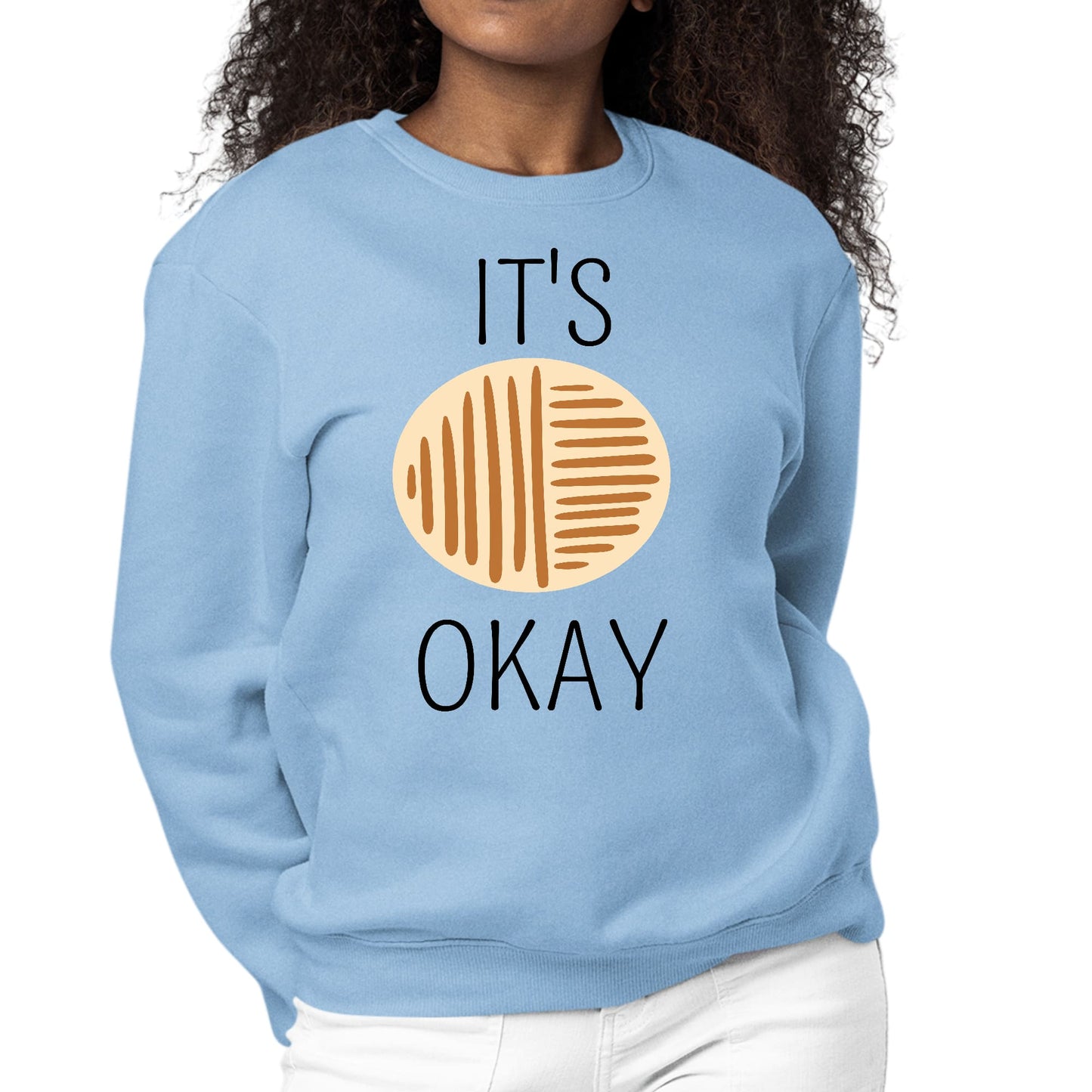 Womens Graphic Sweatshirt Say it Soul - its Okay - Black and Brown Line-5