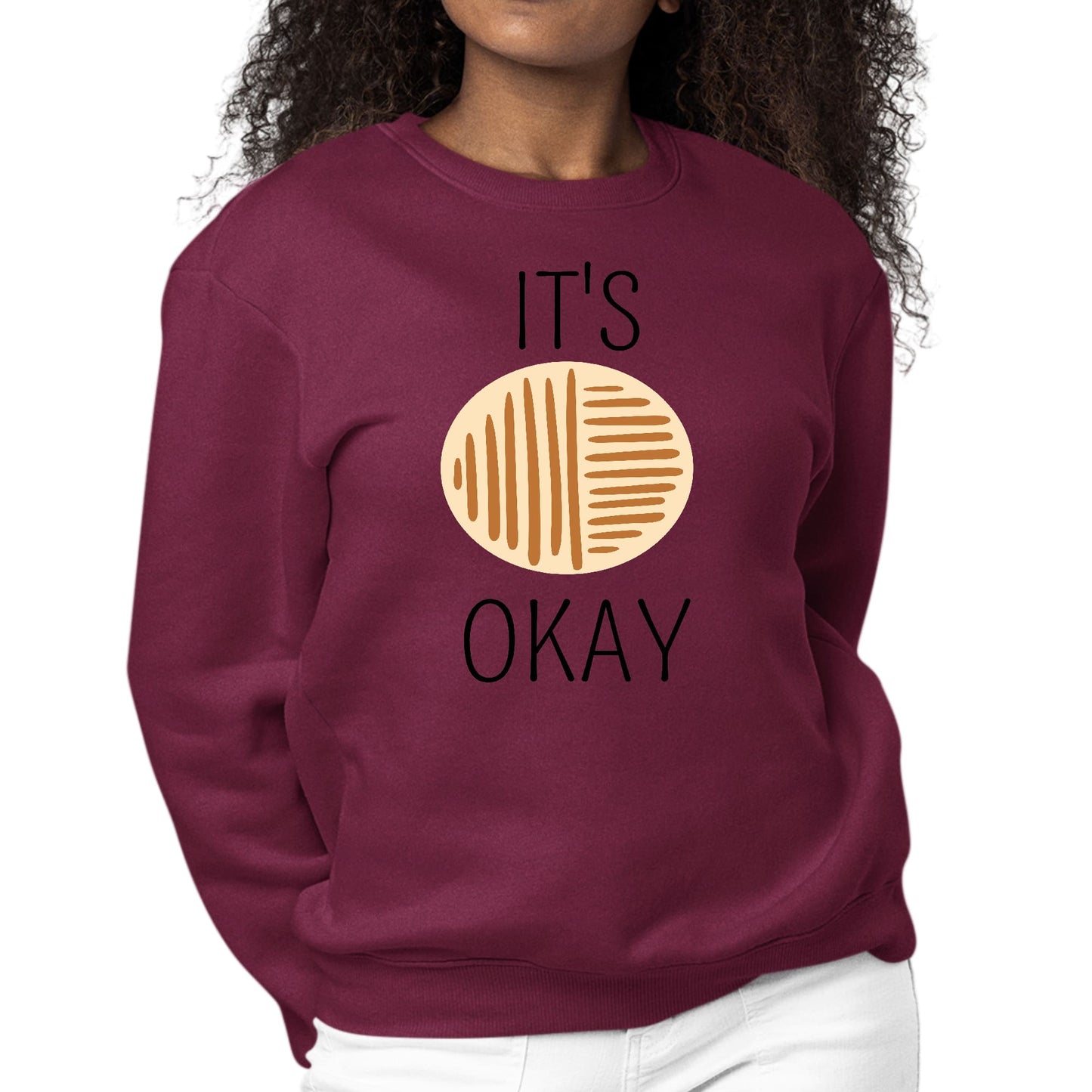 Womens Graphic Sweatshirt Say it Soul - its Okay - Black and Brown Line-3