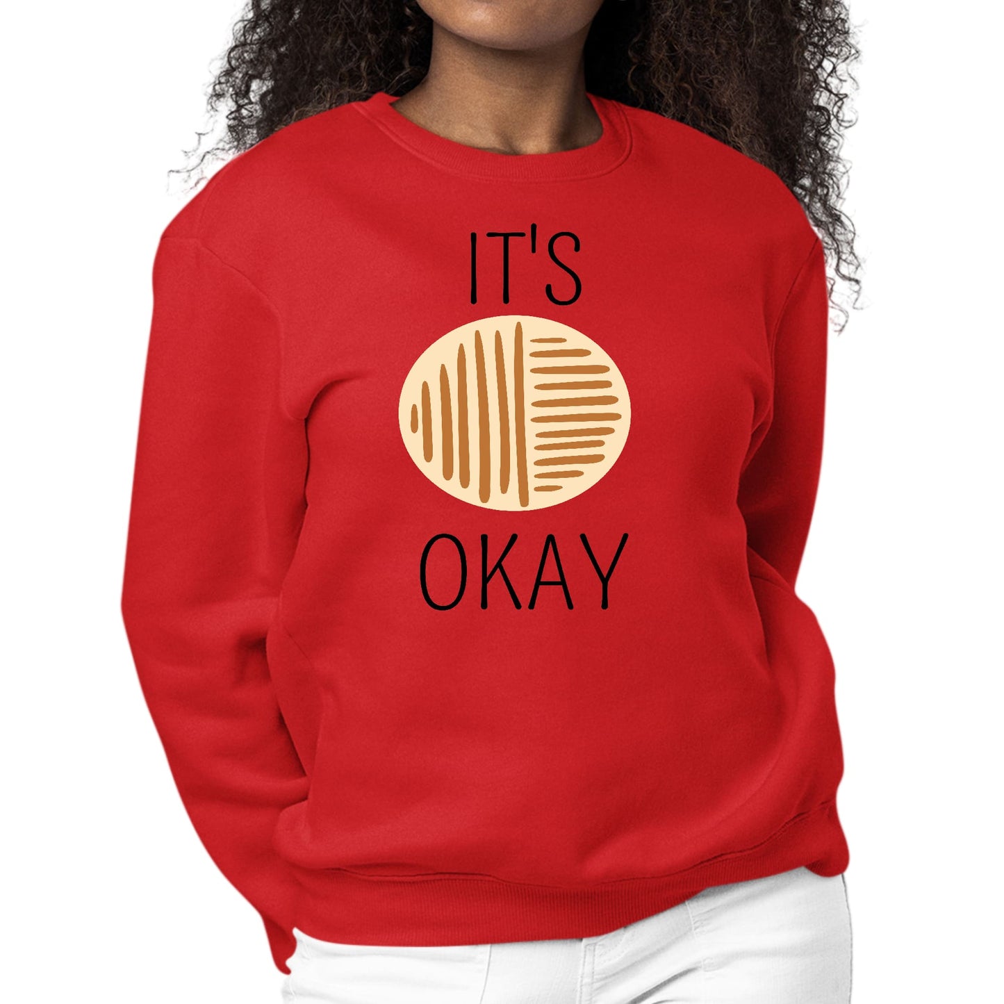 Womens Graphic Sweatshirt Say it Soul - its Okay - Black and Brown Line-1