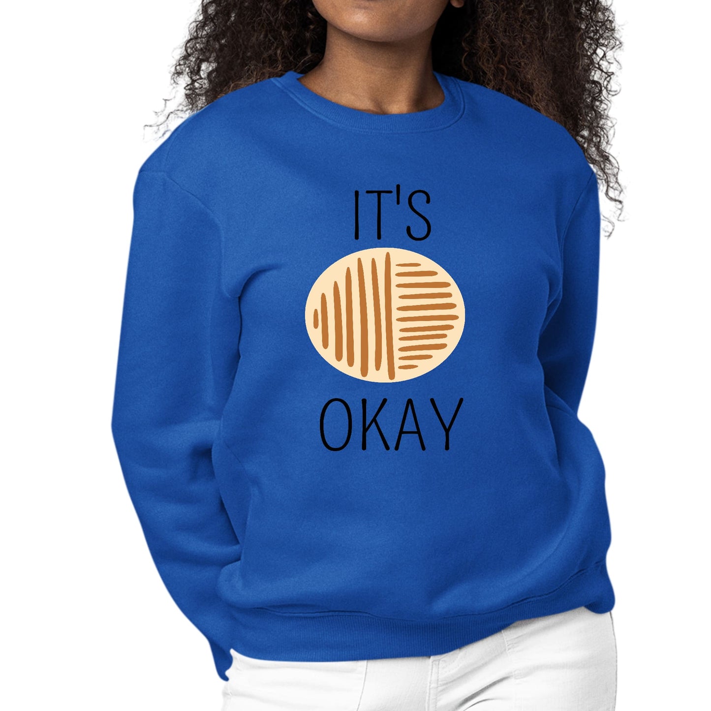 Womens Graphic Sweatshirt Say it Soul - its Okay - Black and Brown Line-2