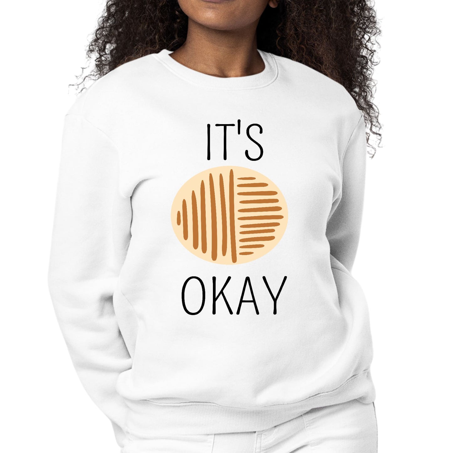 Womens Graphic Sweatshirt Say it Soul - its Okay - Black and Brown Line-0