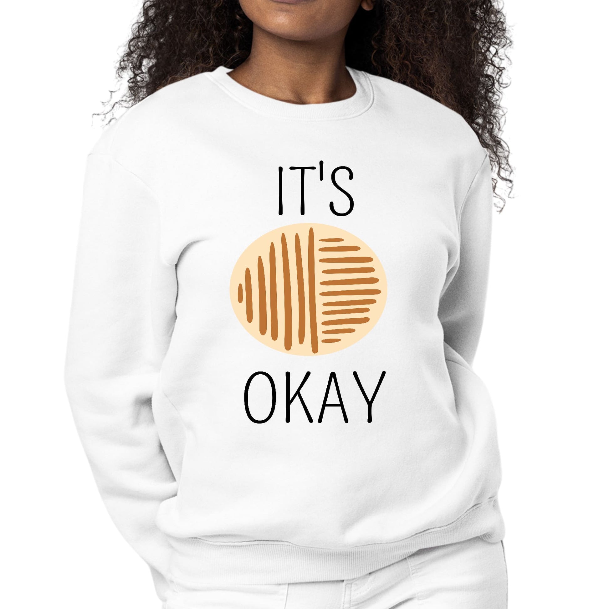 Womens Graphic Sweatshirt Say it Soul - its Okay - Black and Brown Line-0