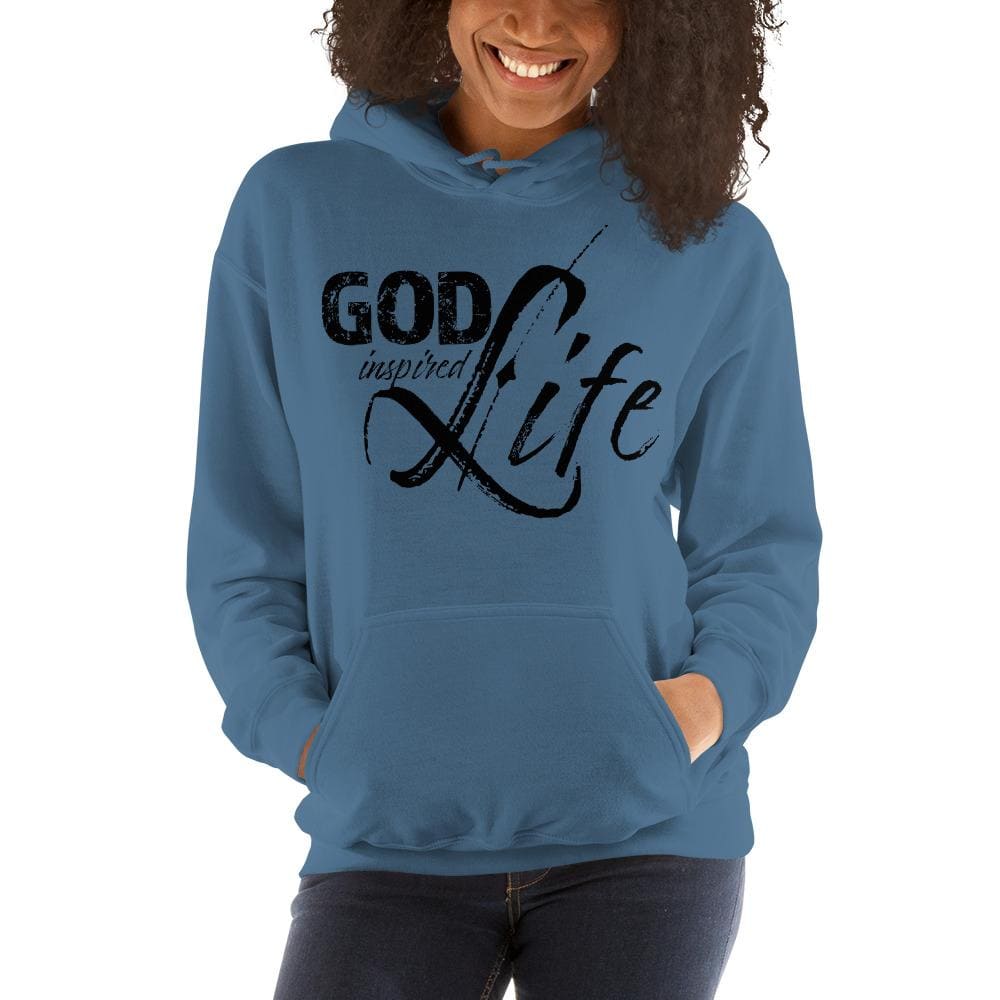 Womens Hoodie - Pullover Hooded Sweatshirt -god Inspired Life/black-4